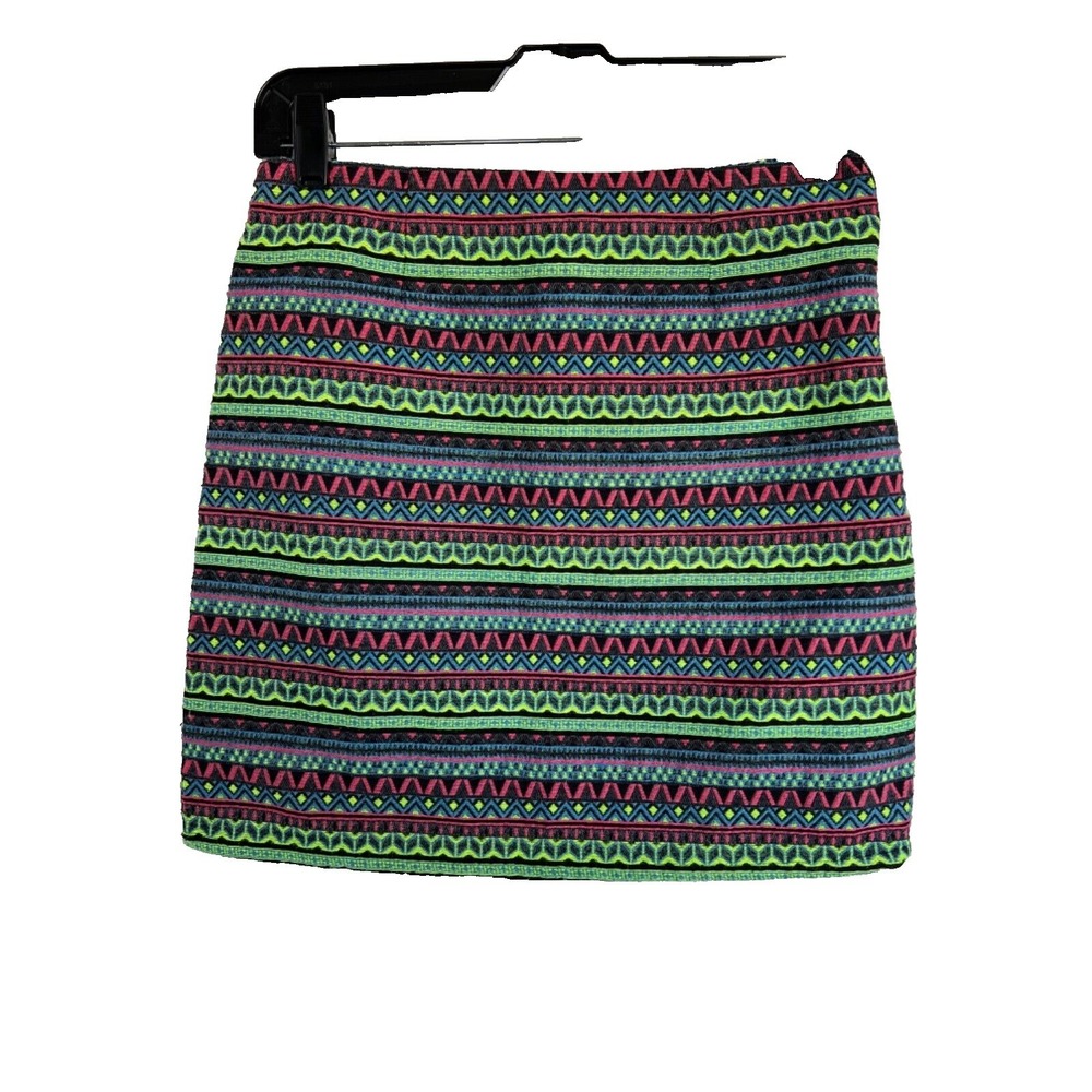 Colorful Neon Print Mini Skirt Bodycon Pink Green Blue Pattern Summer Festivalโ